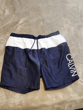 Calvin Klein Swim Trunks | Navy & White | NWOT | Size XL